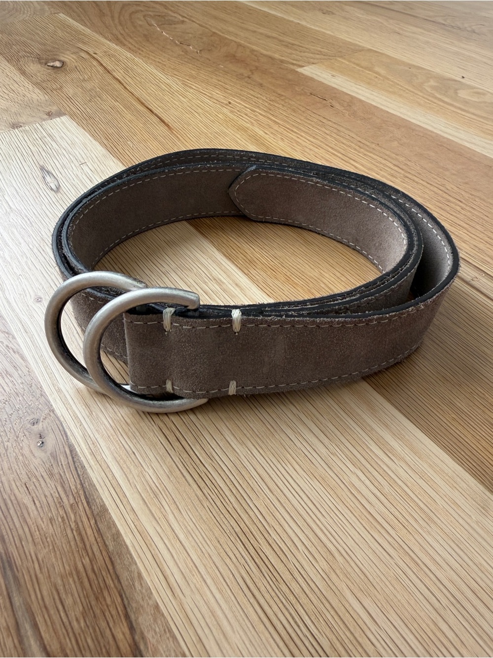 johnnie-O Gray Suede Double O-Ring Belt 34” - 36”